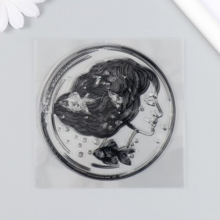 Stamp for creativity Silicon "Girl in the sea bubble" 10x10 cm-2