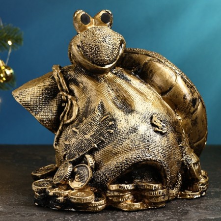 The piggy bank "Snake with a bag" Black gold, 25x27x23cm