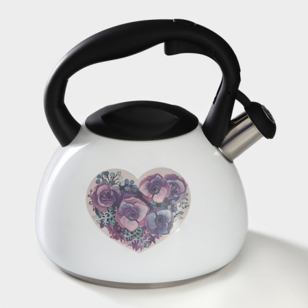 A kettle with a stainless steel whistle “Heart”, 3 l, with an indicator of heating-2