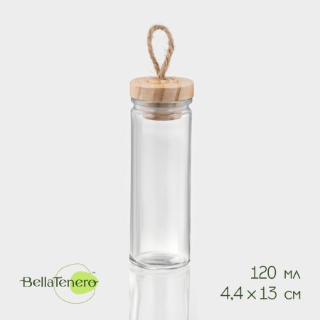 Glass jar for spices with bamboo lid Bellatenero "Eco", 120 ml, 4.4 × 13 cm
