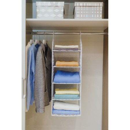 Hanger - shelf, 80 × 29 × 29 cm, 4 small shelves, white color-1