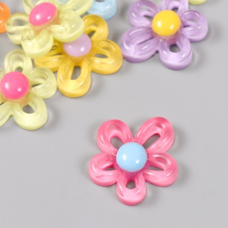 Decor for creativity plastic "Flower" Gloss Mix 3x3 cm-1