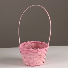 Wicker basket, d15x9x31cm, pink, bamboo