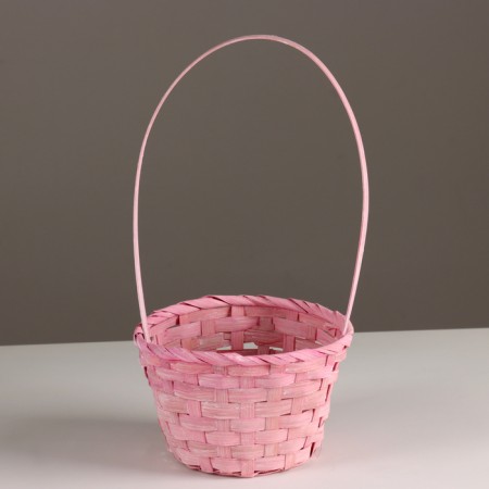 Wicker basket, d15x9x31cm, pink, bamboo