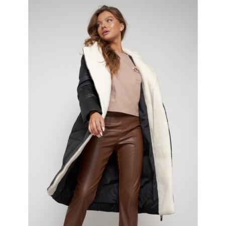 Coat insulated winter female, size 48, black color-16