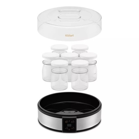 Yogurtnitsa KitFort KT-6363, 20 W, 180 ml, 7 containers, glass, silver-hourly-5