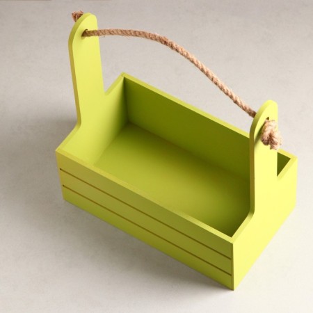 Wooden Kashpo 25.5 × 15 × 30 cm "AROMA", handle rope, pistachio-2
