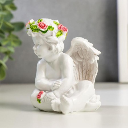 Polystone souvenir "Snowthrough angel with a rose, in a wreath of roses" MIXs 8x7.2x6 cm-4