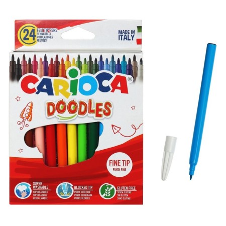 Fleeters 24 colors, Carioca "Doodles", average letter 2.2 mm, super-bright, washed off, cardboard, euro suspension