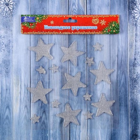 Stick on glass "Silver stars" (set 15 pcs) 18.5x18.5 cm-2