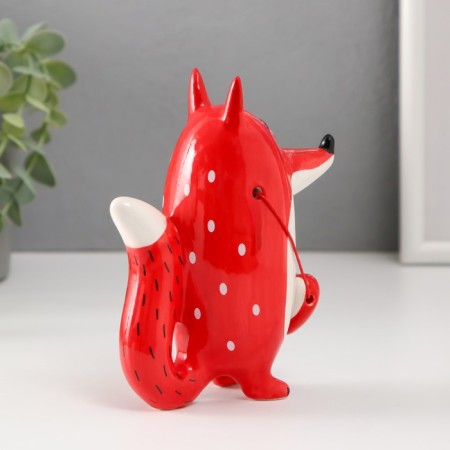 Souvenir ceramics "fox with heart" red with gold 14x5.8x11 cm-3