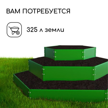 Glocked flowerbed, 3 tiers, d = 60–100–140 cm, h = 45 cm, green, Greengo-4