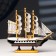 Souvenir Small Small “Three -Mature”, black sides with a white strip, white sails, 20 × 5 × 19 cm