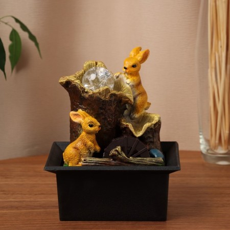 Fountain "Bunnies on the logs" 22x16 cm (with backlight)