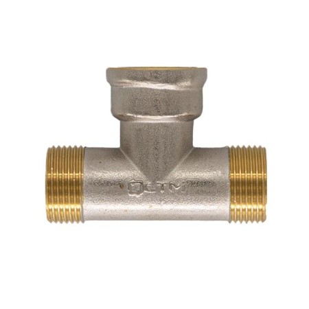 STM tee, 1/2 ", external/internal/outer thread, nickel -plated brass-1