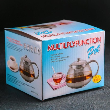 Glass teapot with metallic sieve "metallic", 800 ml-2