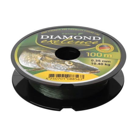 Monophile Salmo Diamond Exelence fishing line, diameter, 0.35 mm, test 10.4 kg, 100 m, green