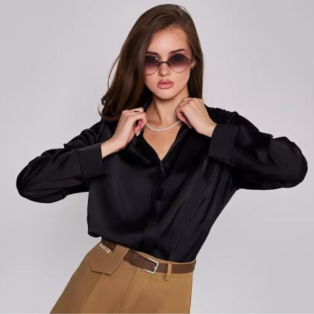 Female blouse, black color, size One size (42-46)