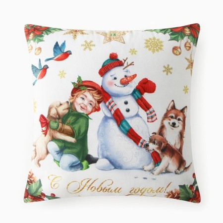 New Year. Ethel pillow Happy New Year, 40*40 cm, velor, 100% p/e-2