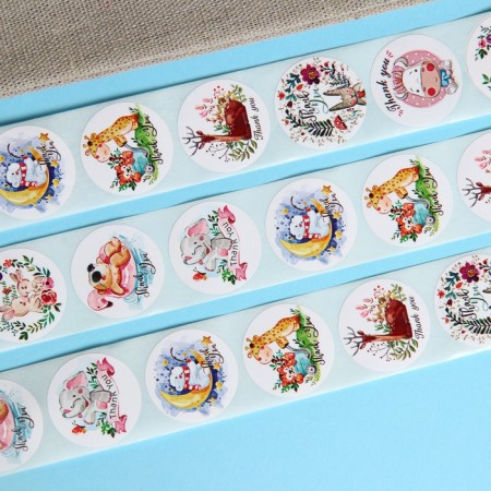 Set of stickers in the roll "Animals", 500 pcs, 2.5 x 2.5 cm-3