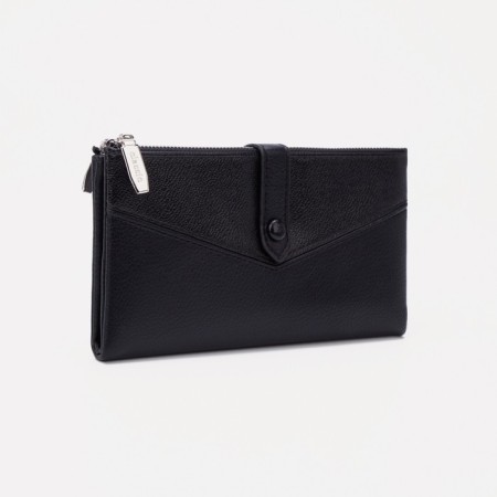 Women's wallet on the button, black color