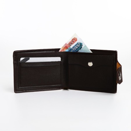Male purse on a magnet, department for bills, for maps, brown color-4