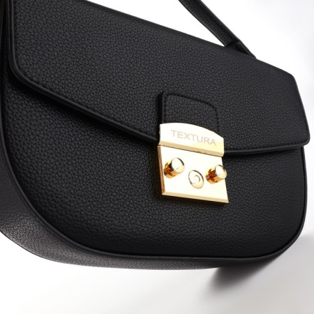Women's bag on the valve, Textura, small size, black color-3