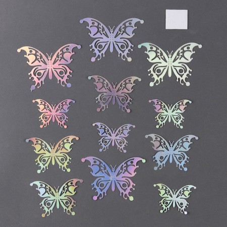 Set for decorating "Butterflies", set 12 pcs, color holography silver