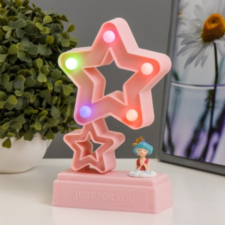 Stars nightlight 5XLED 4000K 2HAA Pink 20x12x5.5cm Risalux