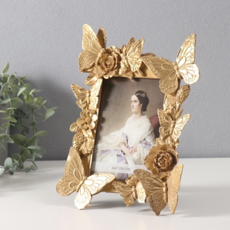 Photo frame Polystone 10x15 cm "Flower tenderness" gold 3.8x18x25.5 cm-1