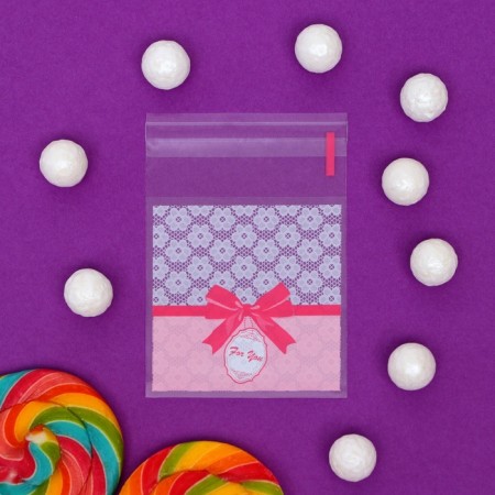BOPP package with sticky tape, "for you", 7*7+3cm-2