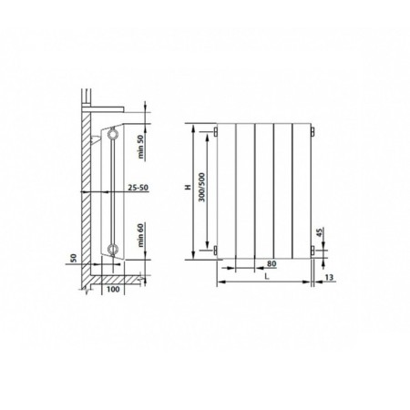 Bimetallic radiator Royal Thermo Pianoforte/Noir Sable, 500 x 100 mm, 4 sections, graphite-3