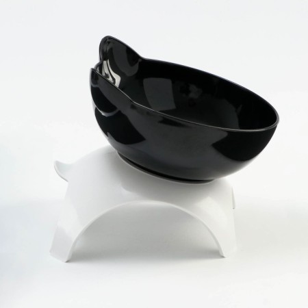 Black bowl on a white stand 10 x 12 x 13.5 cm-1