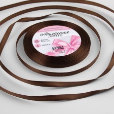 Satin tape, 6 mm × 23 ± 1 m, color Gorky chocolate No. M496