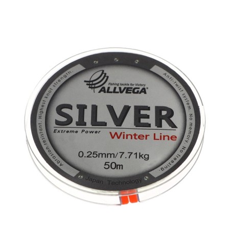 Monophile's fishing line Allvega Silver, diameter 0.25 mm, test 7.71 kg, 50 m, silver