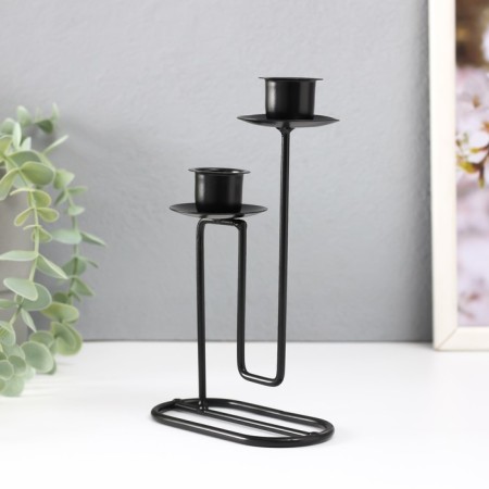 Summary metal for 2 candles "Curve line" d = 2 cm black 11.5x6x17 cm-4