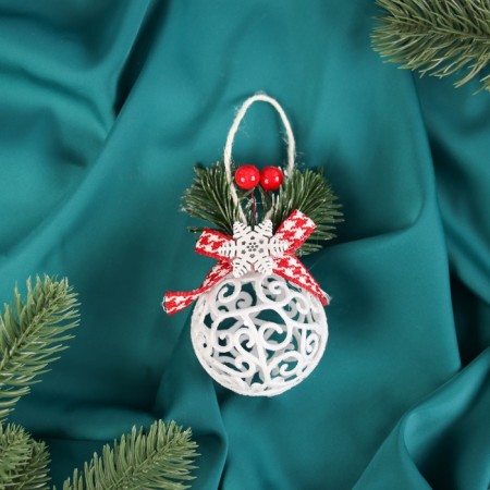 Ball plastic D-6 cm "lace" white
