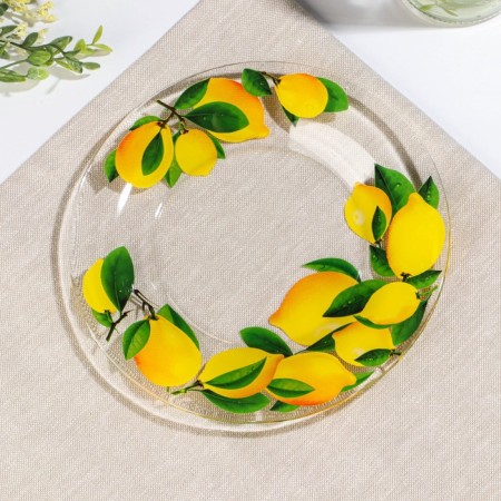 Lemon plate, glass, dessert, d = 19.6 cm-1