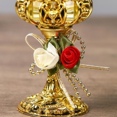 Climber Plastic, glass for 1 candle "rose" glass on the leg gold 13x6x6 cm-4