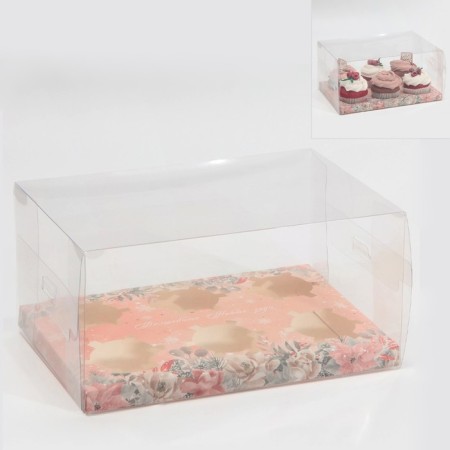 Box for Capcake "Winter Flowers", 23 x 16 x 11.5 cm, New Year-2