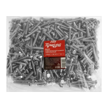 Bolt "Tundra Krep", with a hexagonal head, galvanized, Din933, M6x40 mm, 5 kg-3
