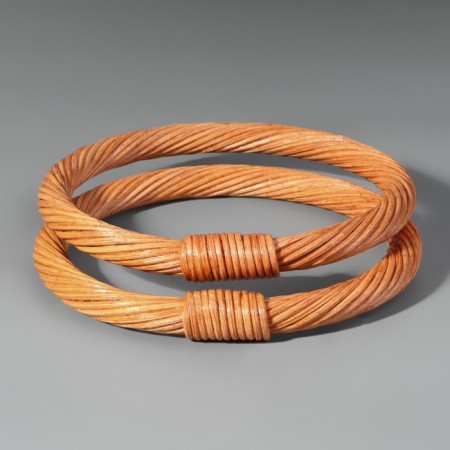 Handles for the bag are wooden, woven, d = 10.2 / 12.5 cm, 2 pcs, the color is light brown-3