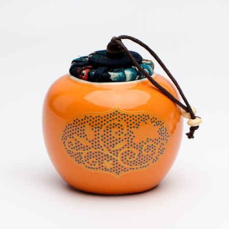 A set for a tea ceremony of 5 items, 3 persons, a cup of 46 ml, a kettle 250 ml, orange-3