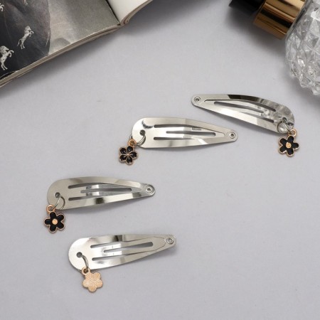 Invisibility for hair "Ophelia" (set 4 pcs) flower, 4.5 cm, silver-2