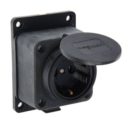 Universal socket, wall, 16 a, with salary, IP 44, with a plug, rubber, black