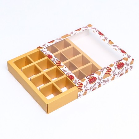 Box for sweets 16 pcs, 17.7 x 17.7 x 3.8 cm "Bell"-8