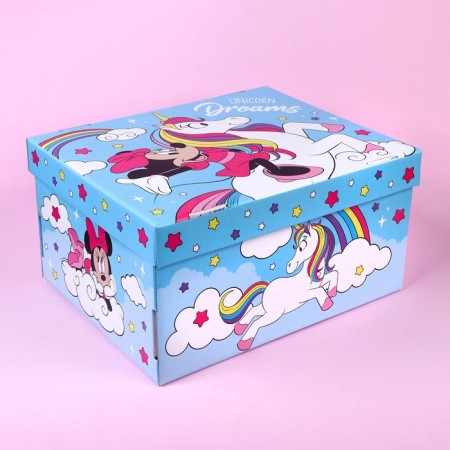 Gift box with a lid, folding, 31x25.5x16 cm, Minnie Mouse and unicorn-5