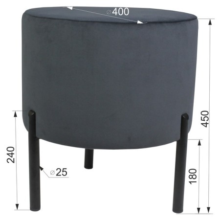 Puff "Charlie 3", 400 × 400 × 450 mm, velor urban 8, dark gray color-1