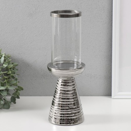 Ceramics candlestick, glass for 1 candle "Zebra Grevi" d = 8 cm silver 10x10x29.5 cm-1