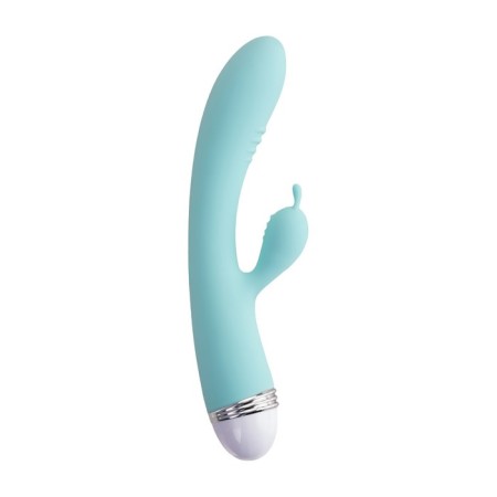 Flovetta by Toyfa Iris vibrator with clitoral stimulator, silicone, 22 cm, blue color-6